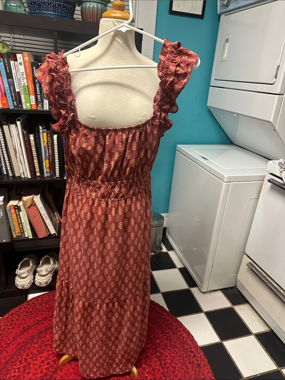 Boho Lucky Brand Mauve Print Ruffle-strap Midi Dress - Picture 2 of 7